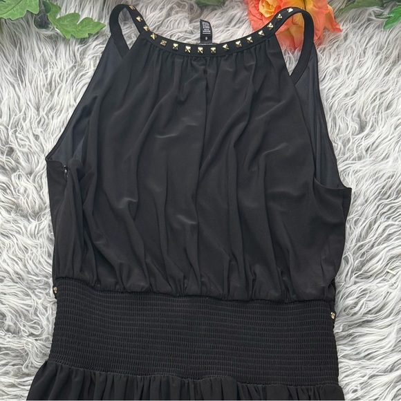 WHBM Sleeveless Black Studded Matte Jersey Midi Glam Party Cocktail Dress, 6 - Picture 11 of 15